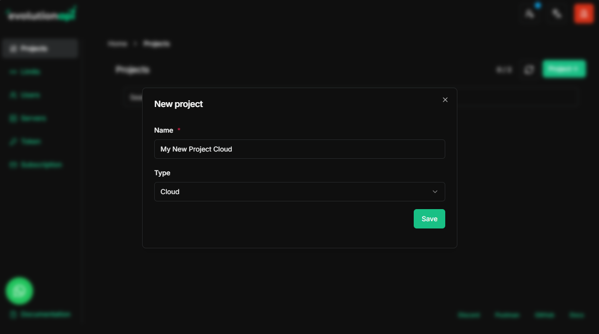 Create Project Button