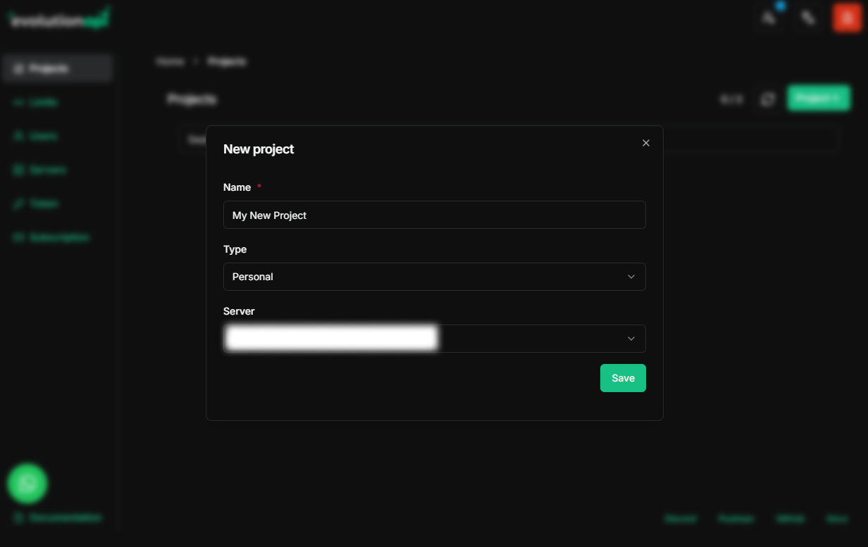 Create Project Button