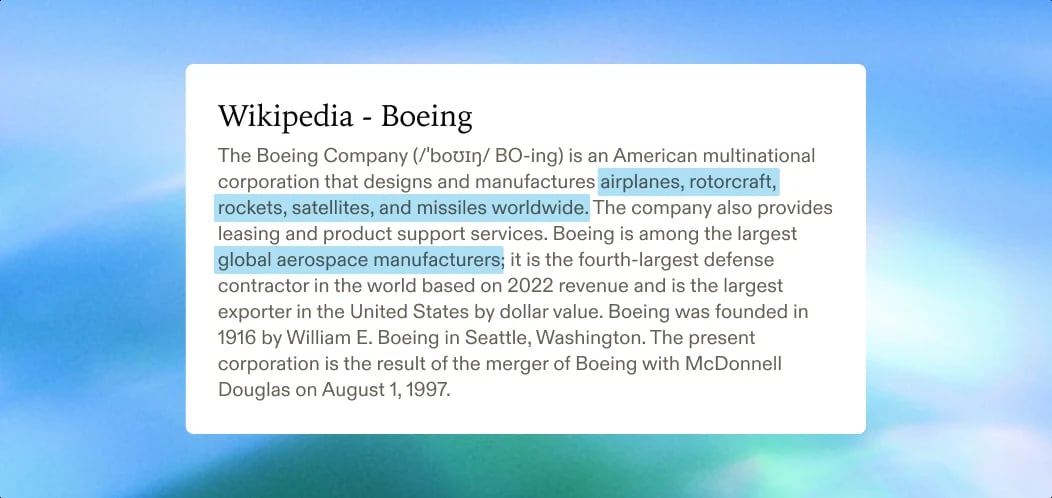 Extracted Wikipedia page contents for Boeing