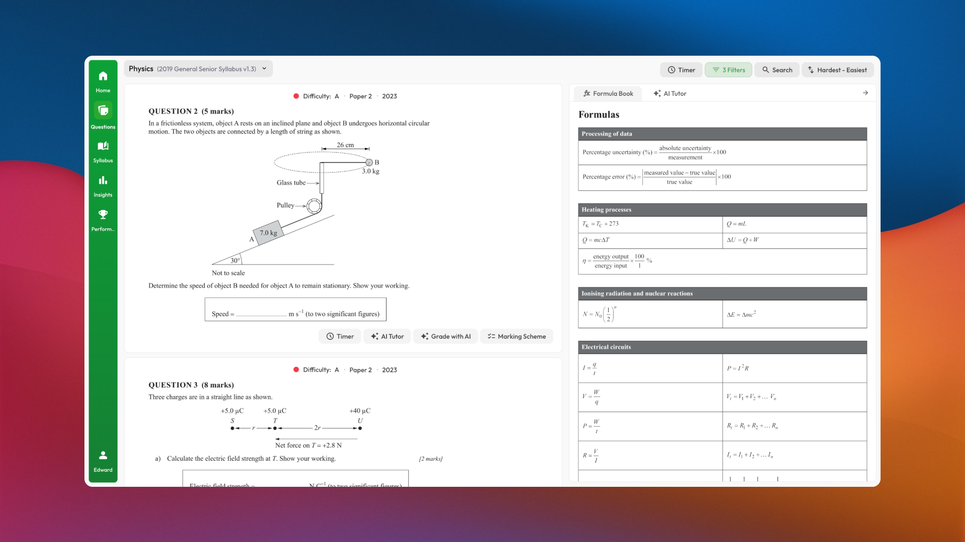 Exam Insights Questions page
