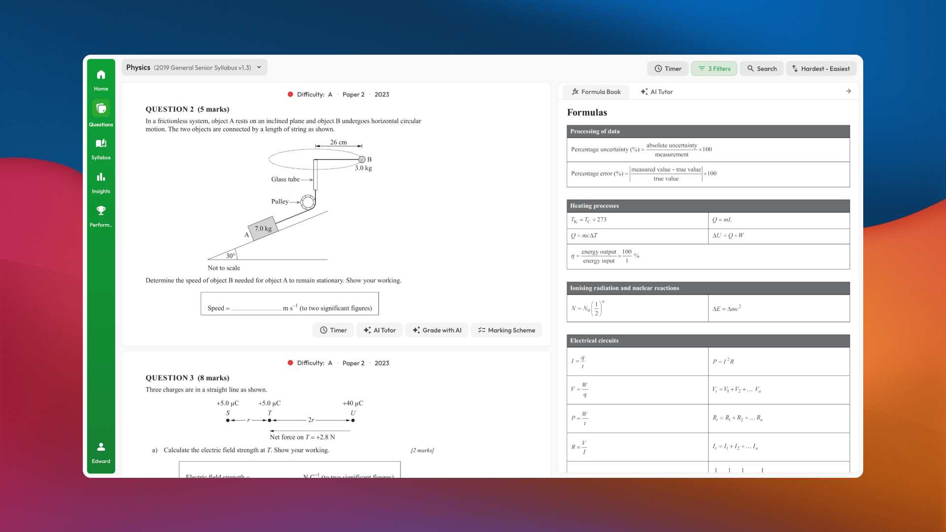 Exam Insights Questions page