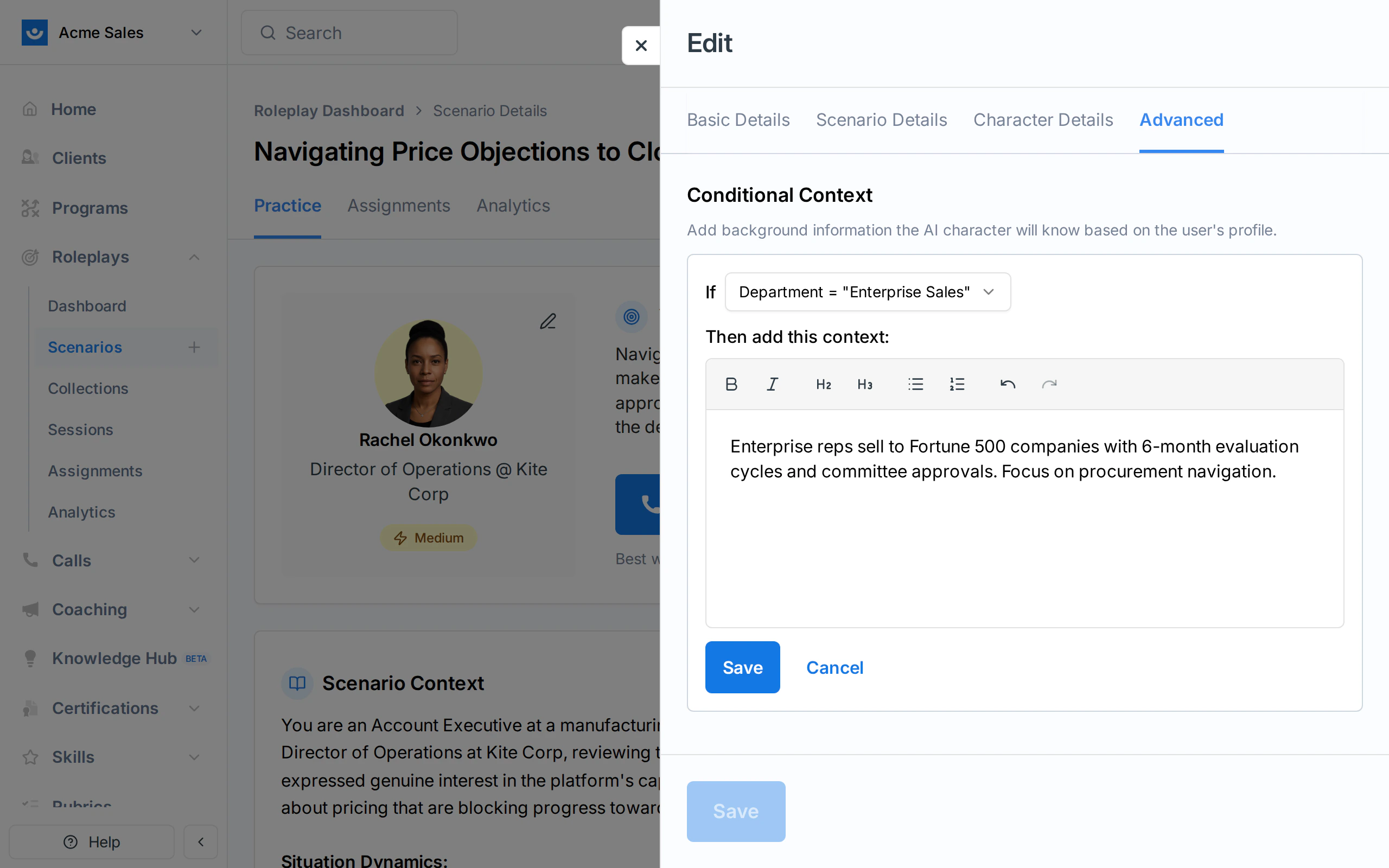 Writing conditional context content