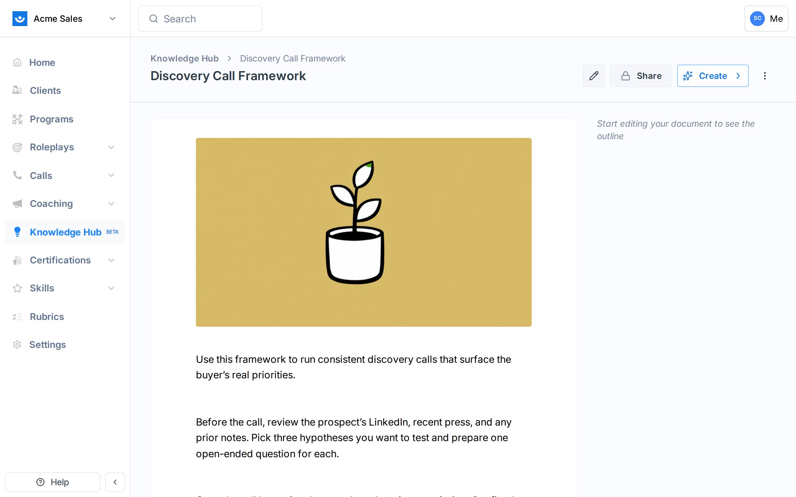 Published Knowledge Hub page showing a cover image, title, and body content