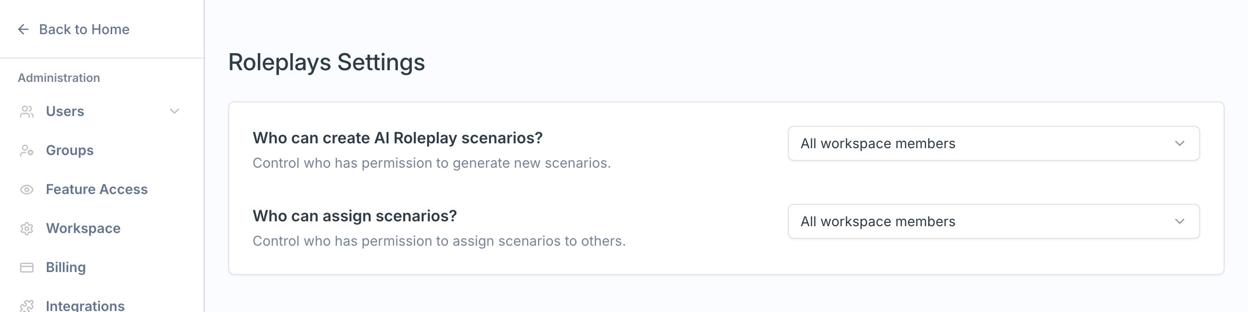 Roleplay creation permission settings
