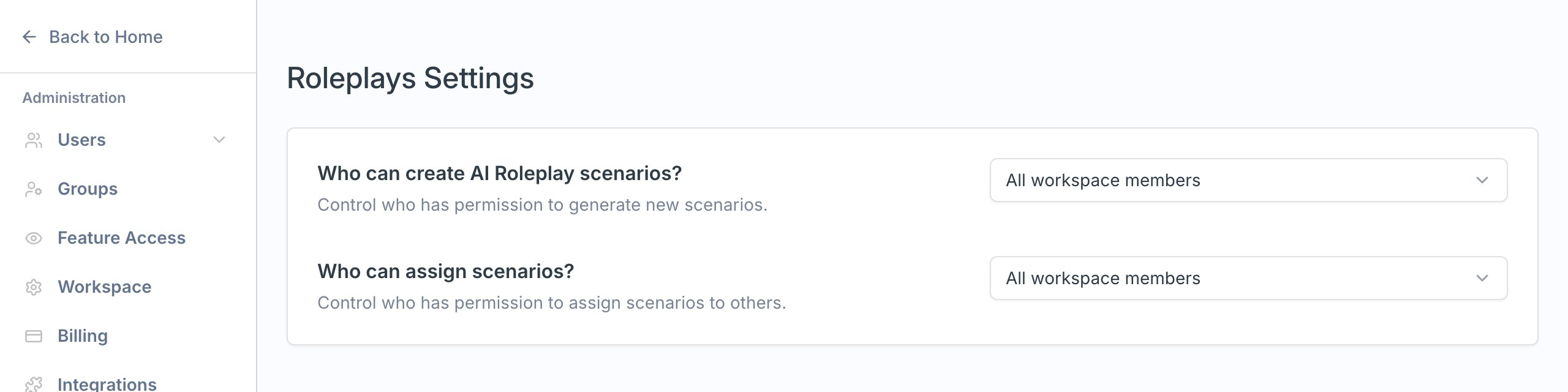Roleplay creation permission settings