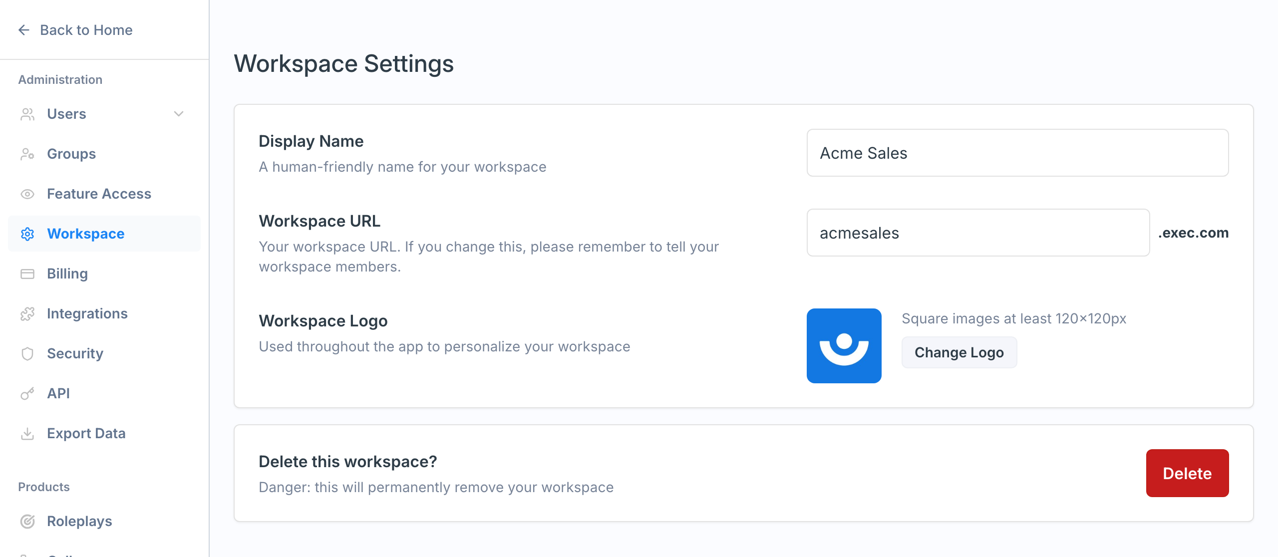 General workspace settings
