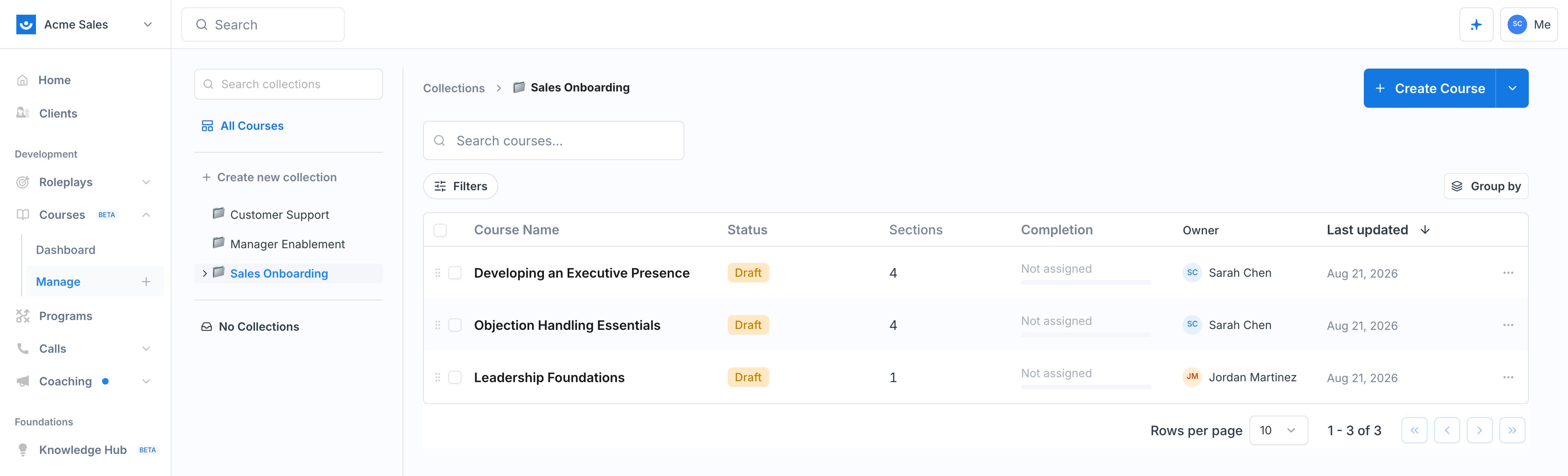 Inside a collection, with a Collections breadcrumb and the collection's courses listed