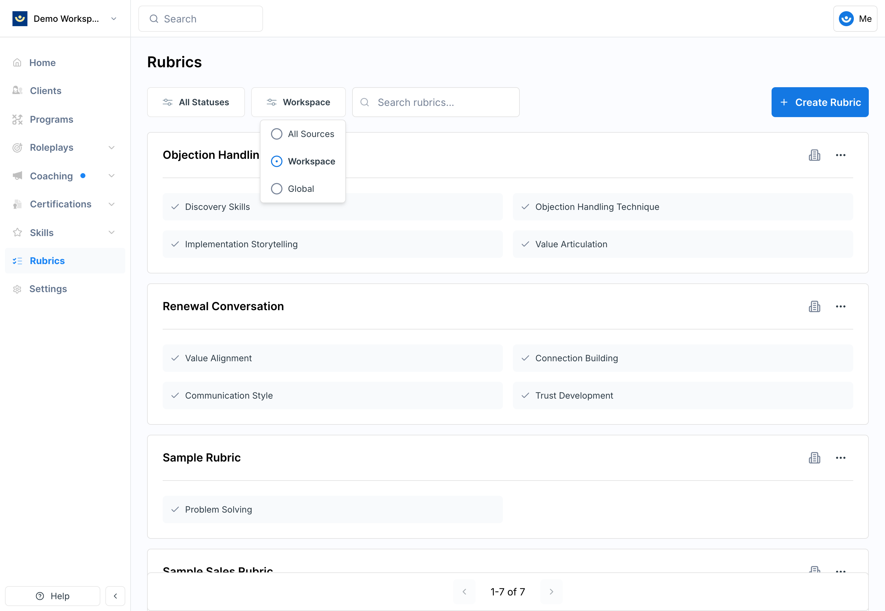 Demo Exec Com Rubrics