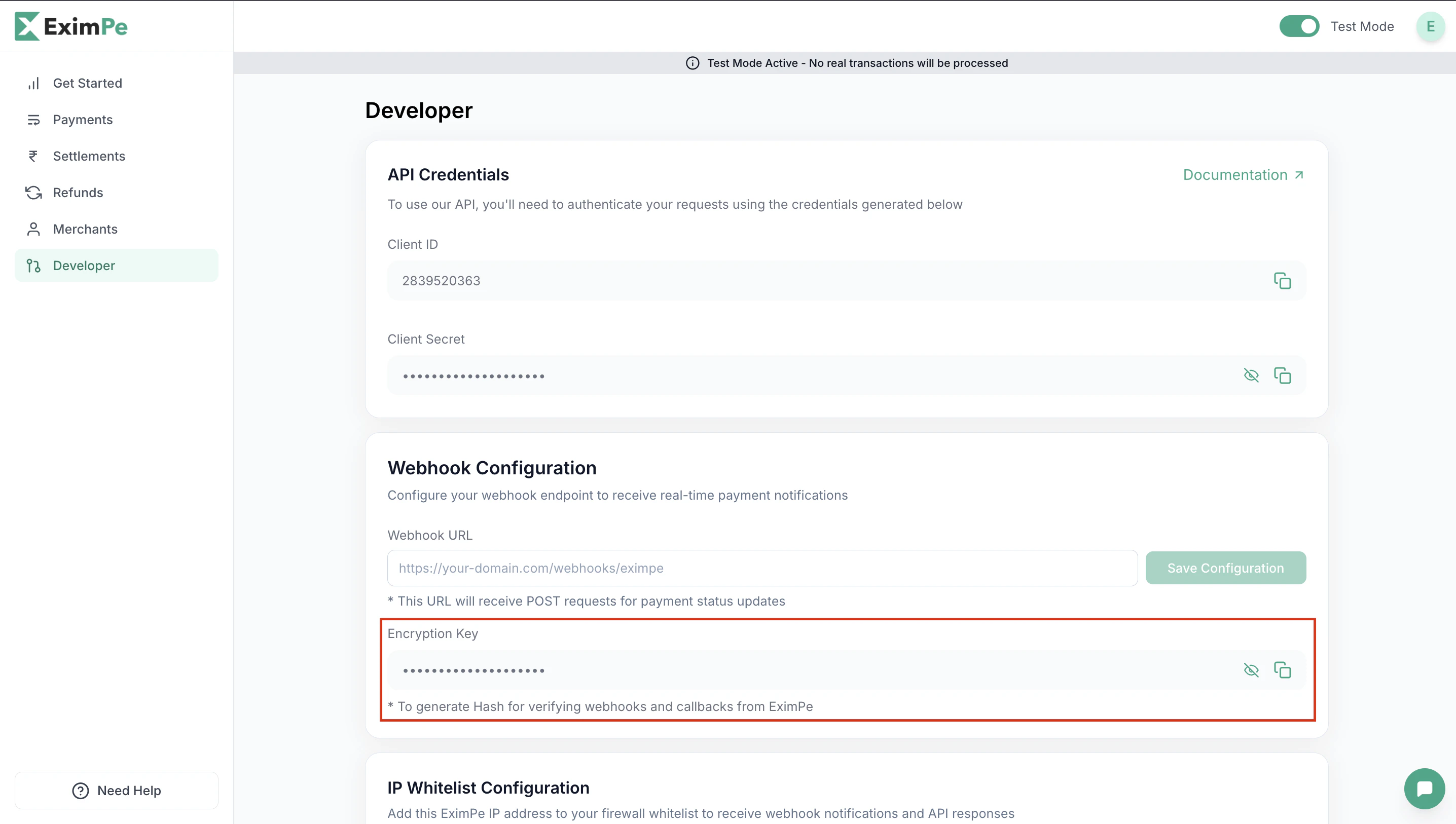 Get your API key from Developer Section