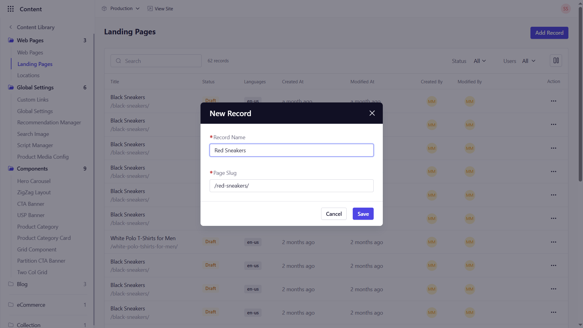 Create a New Entry - Experro