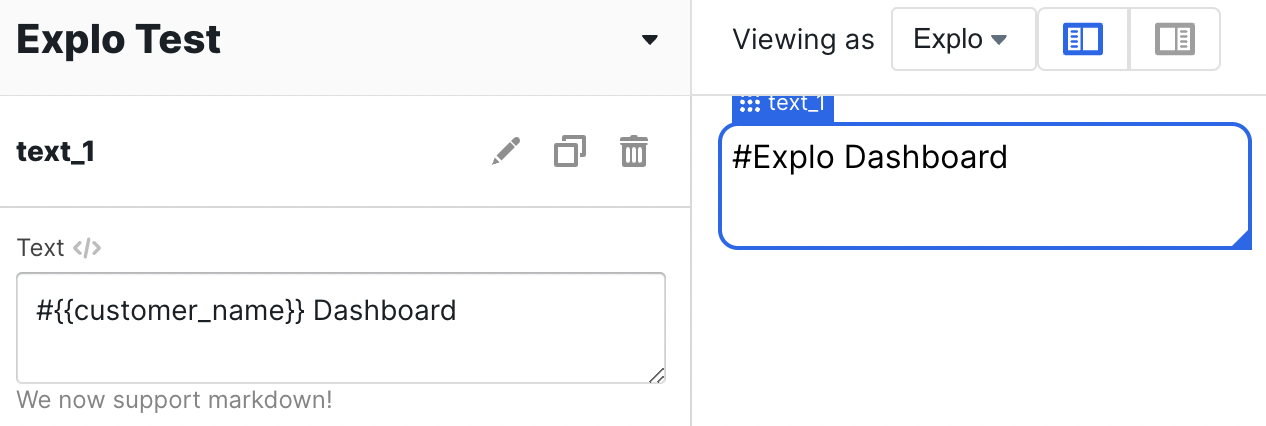 A variable being used in a text component