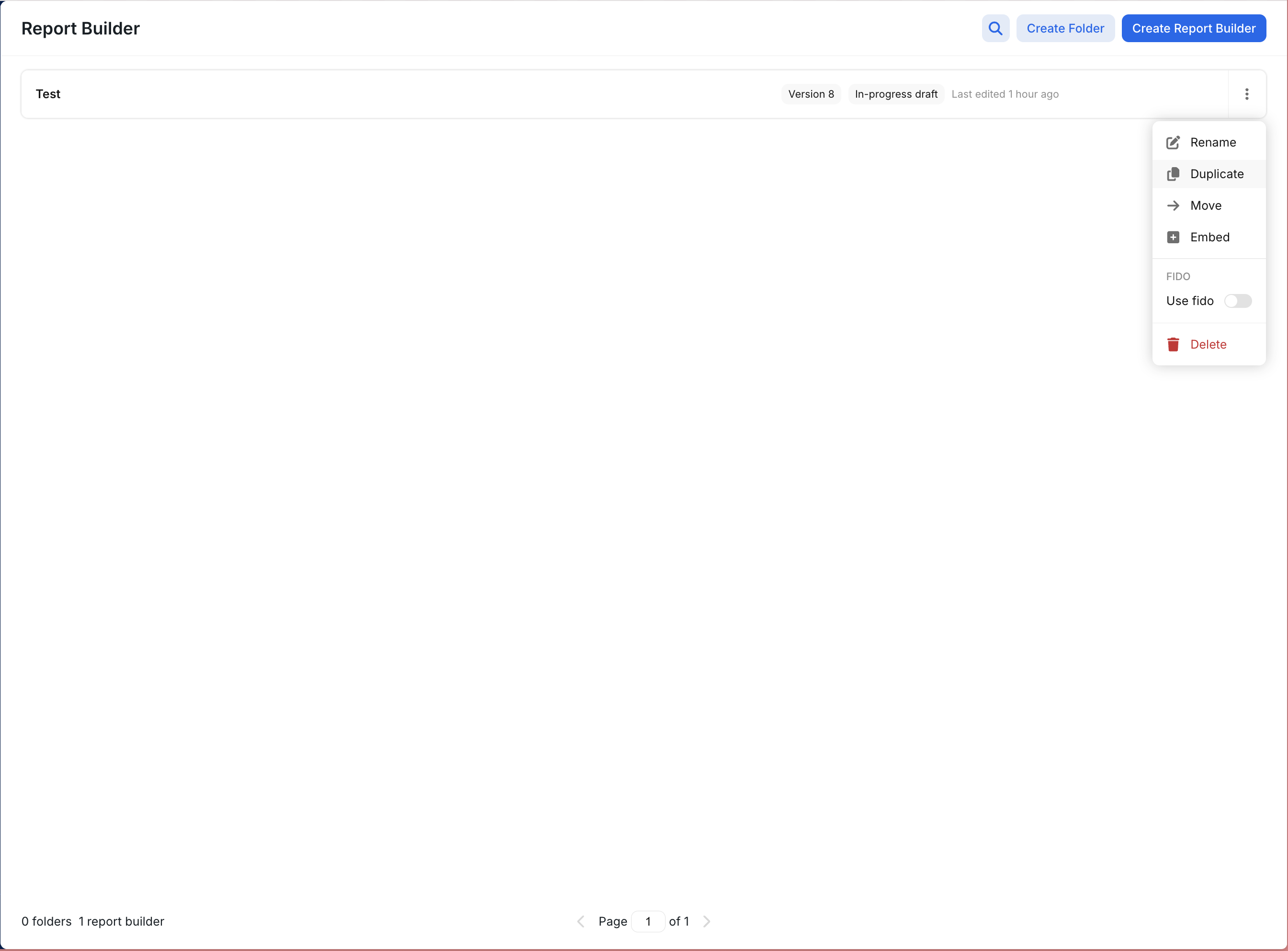 Report Builder List Page