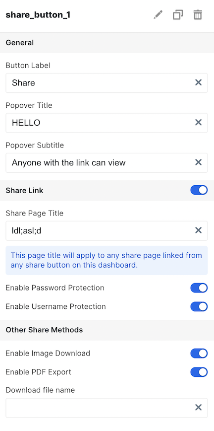 Configuration panel for dropdown select