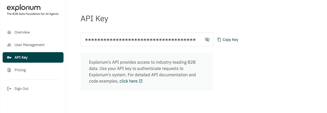 Getting Your API Key - Explorium docs
