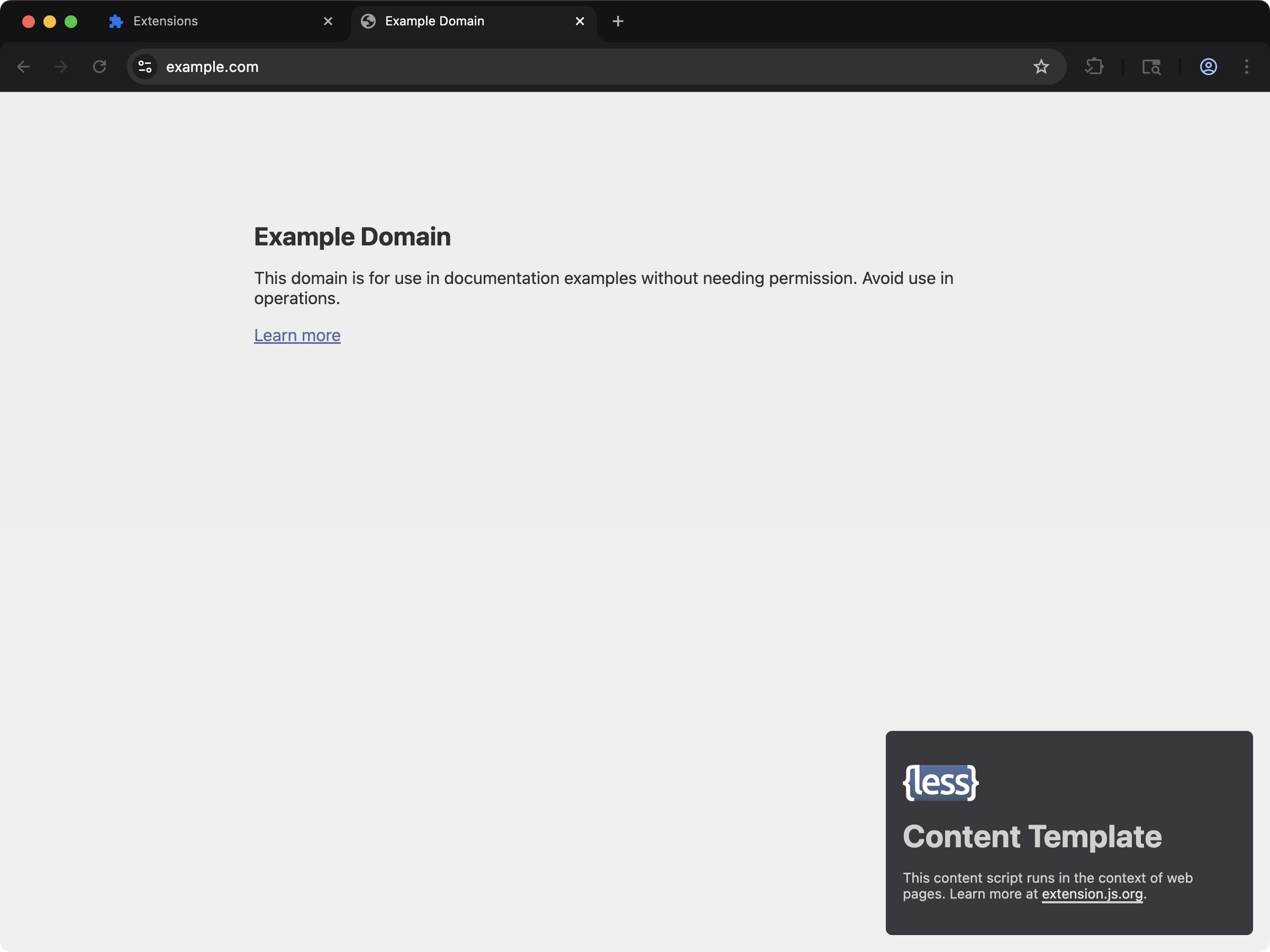 content-less-modules template screenshot