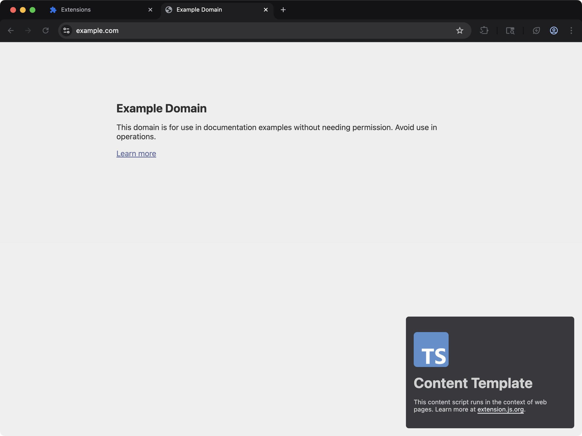 content-typescript template screenshot