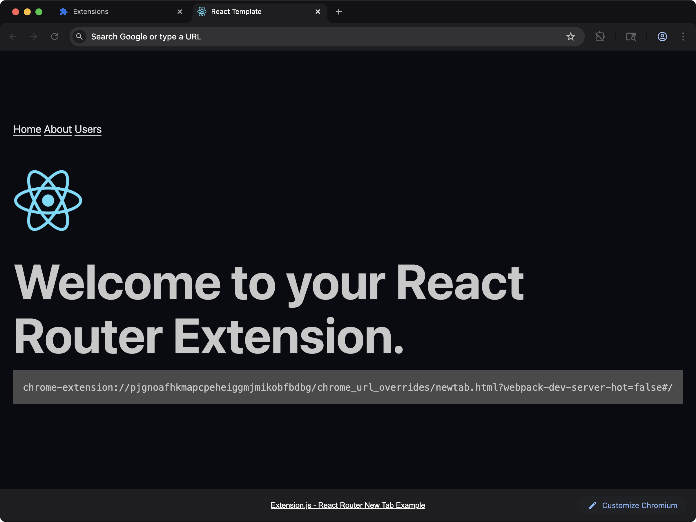 new-react-router template screenshot