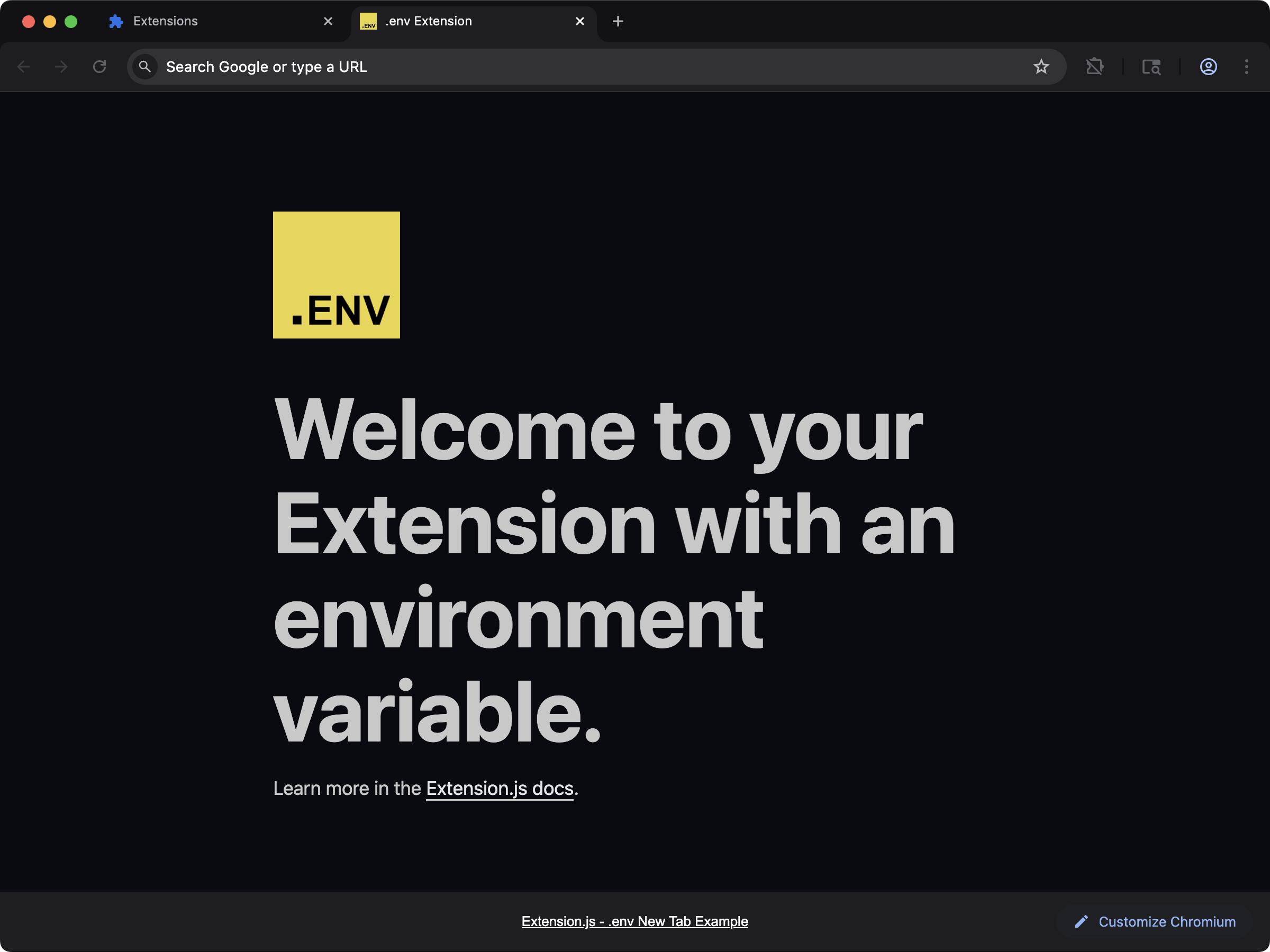 new-env template screenshot