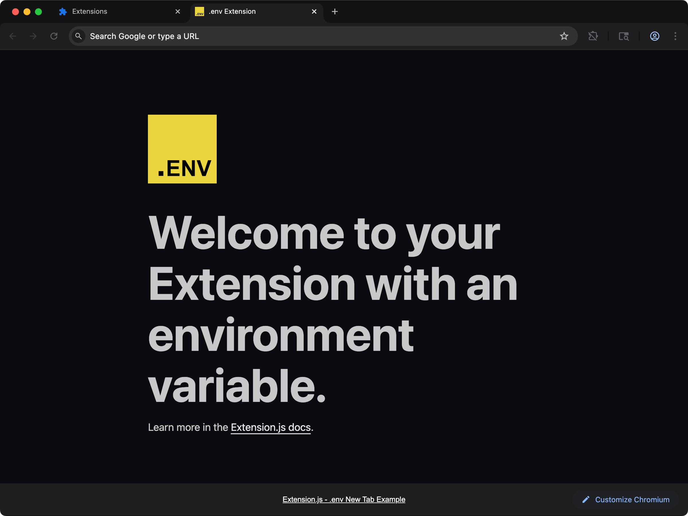new-env template screenshot