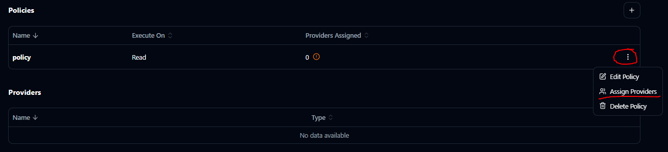 Assign a Policy to a Provider