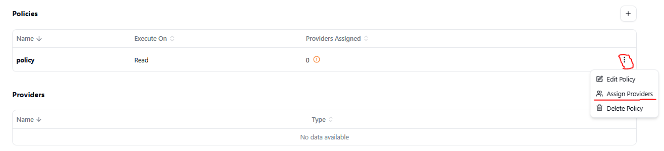 Assign a Policy to a Provider