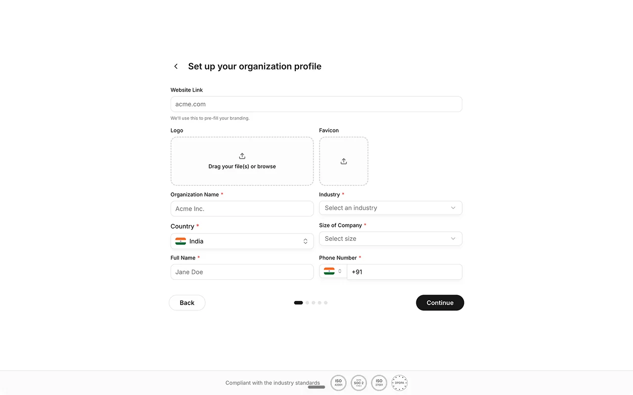 Add your organization's details