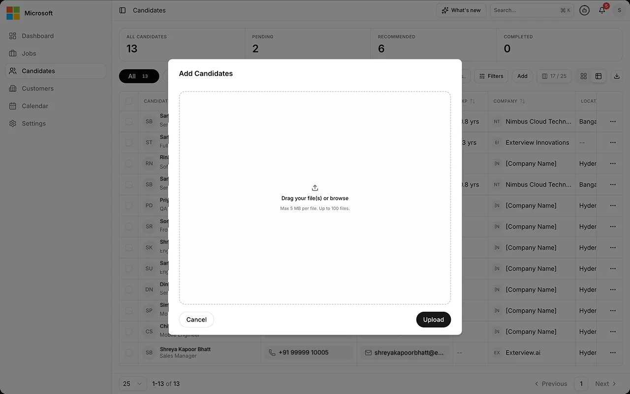 Add candidates to the job