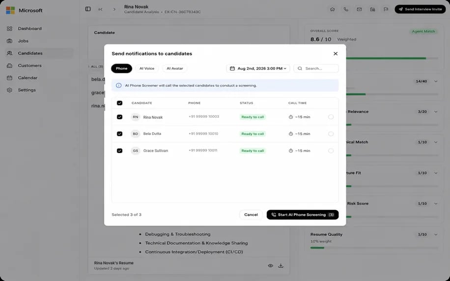 Enable phone screening for a role