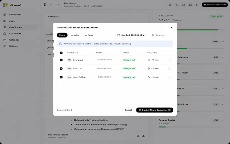 AI conducts the structured call