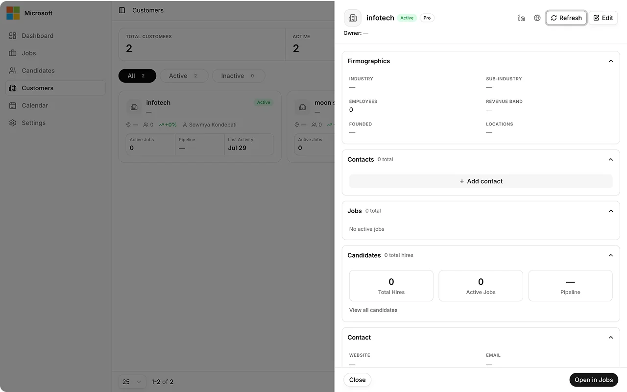 Open a customer's record