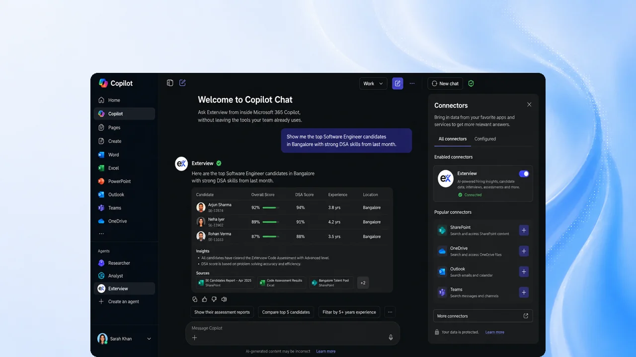 Exterview in Microsoft 365
Copilot