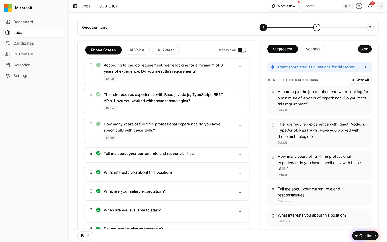 Confirm org-fit questions and rubric