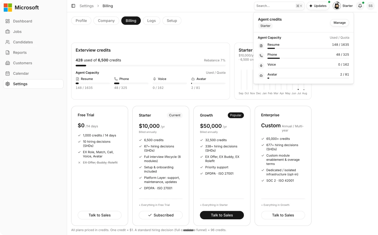 Check your credits and current plan