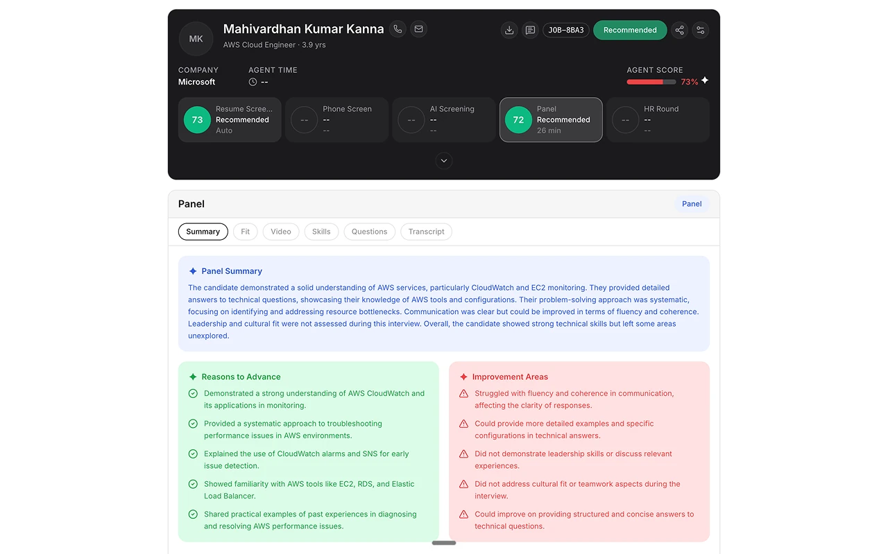 AI generates the competency
report