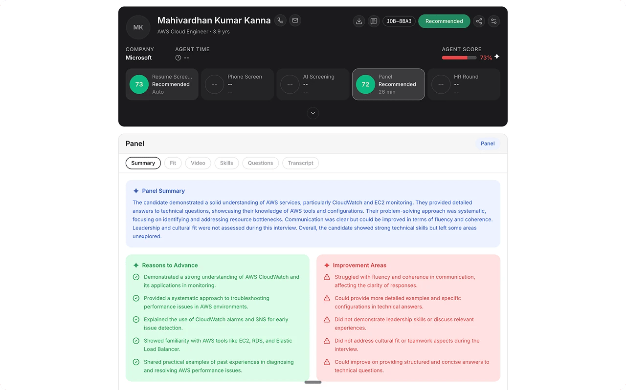 AI generates the competency
report