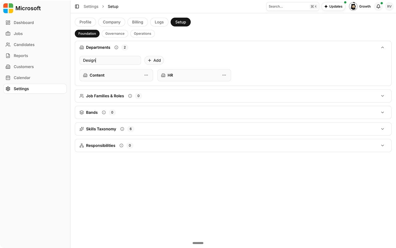 Add departments