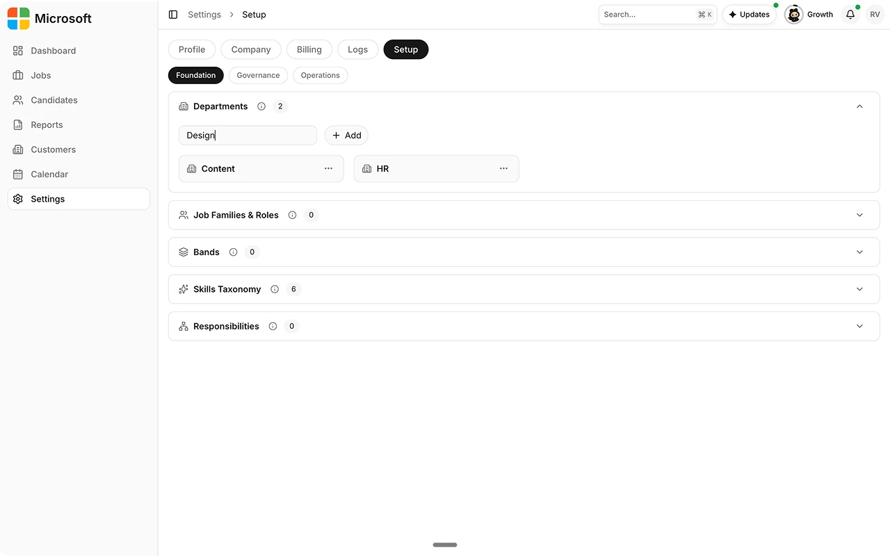 Add departments