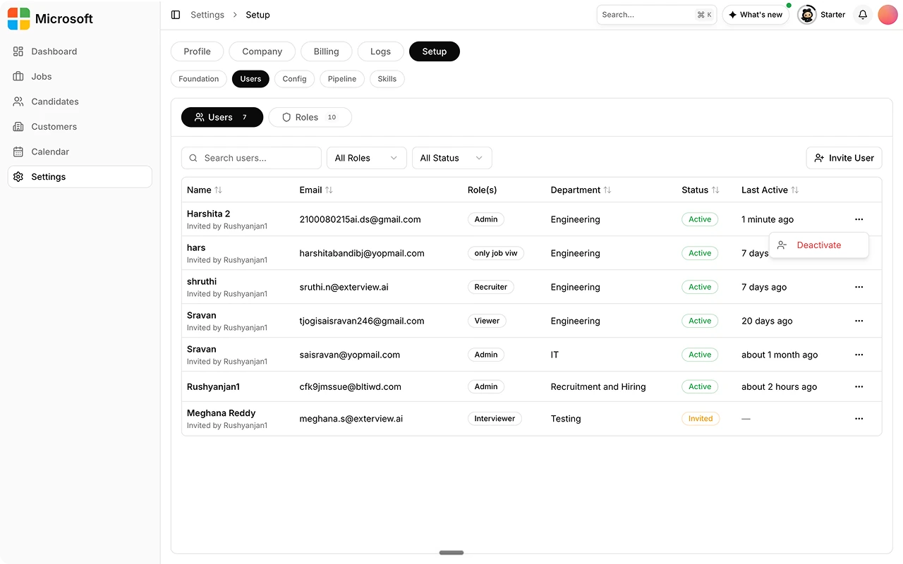 Manage status