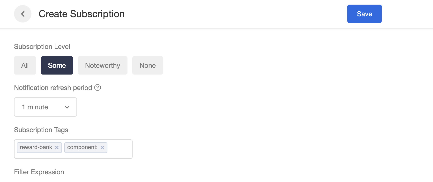 Screenshot showing | Notification Level | SOME (Warning) |