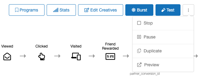 Screenshot showing Change the state of your campaign (Go Live, Stop, Pause) using the dropdown menu