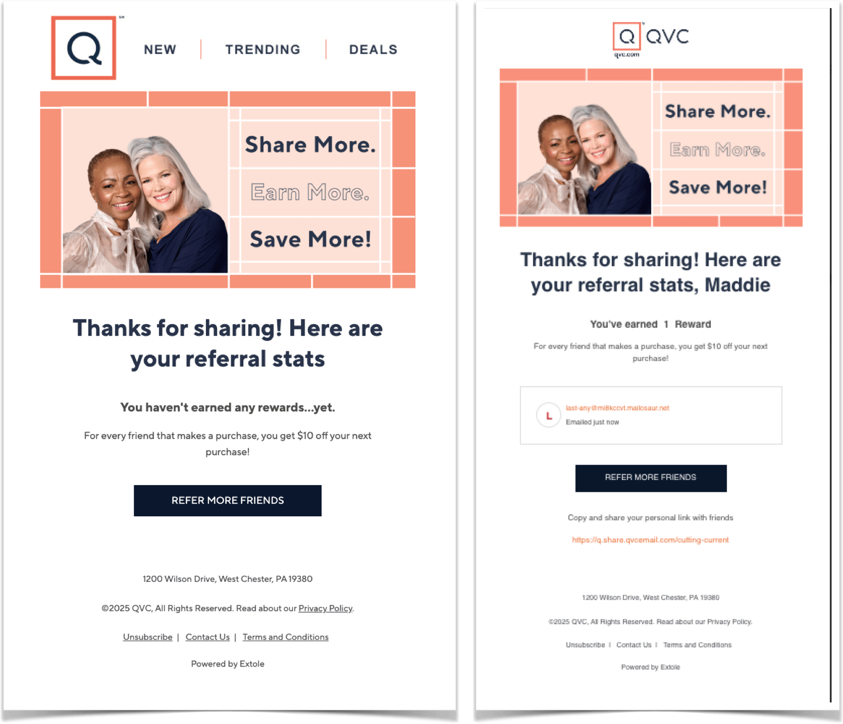 Screenshot showing The Advocate Stats Email is an automated message sent to Advocates after they’ve shared. It highlights their referral activity, celebrates their progress,...