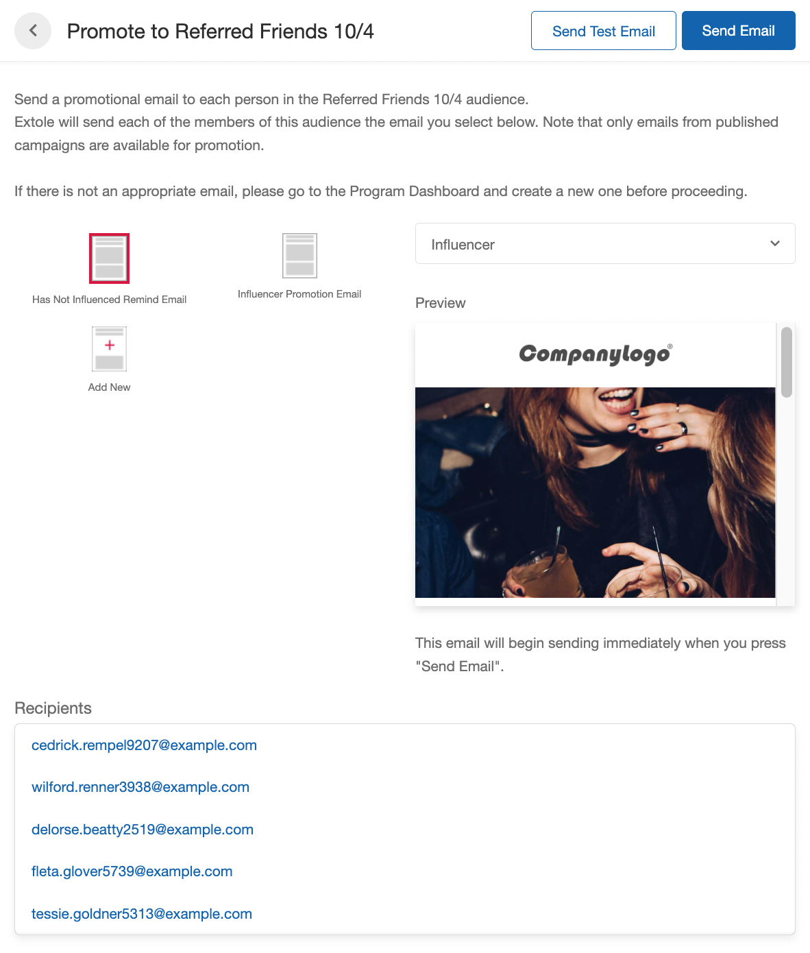Screenshot showing Hit the Email Audience button to configure and send a promotional email to your selected audience. Read our full guide on How to Send a Promotional Email.