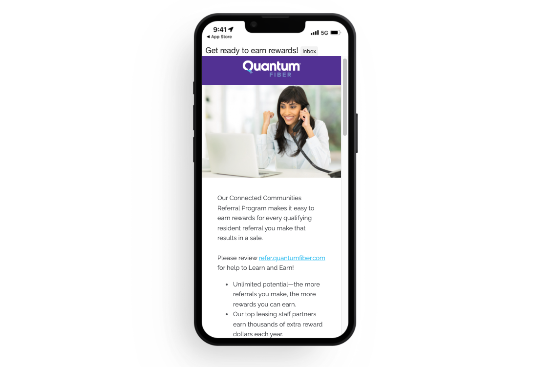 Employees working in eligible locations can earn unlimited rewards referring Lumen's Quantum Fiber internet service.