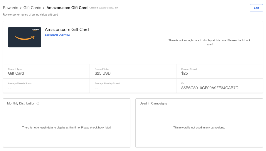 Screenshot showing > To view the disclaimer and branding requirements, go to your Rewardsand click on View Gift Cards.