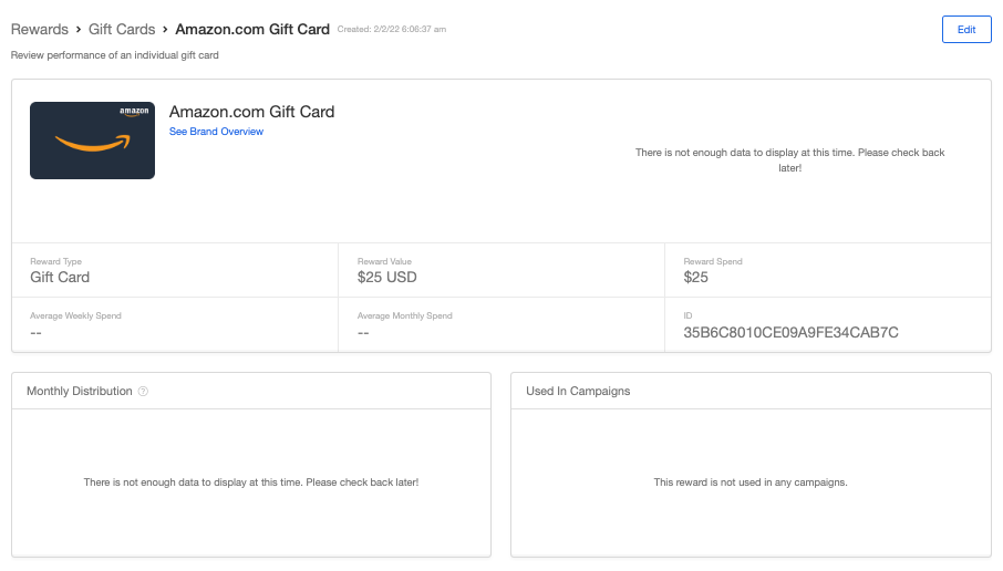Screenshot showing > To view the disclaimer and branding requirements, go to your Rewardsand click on View Gift Cards.