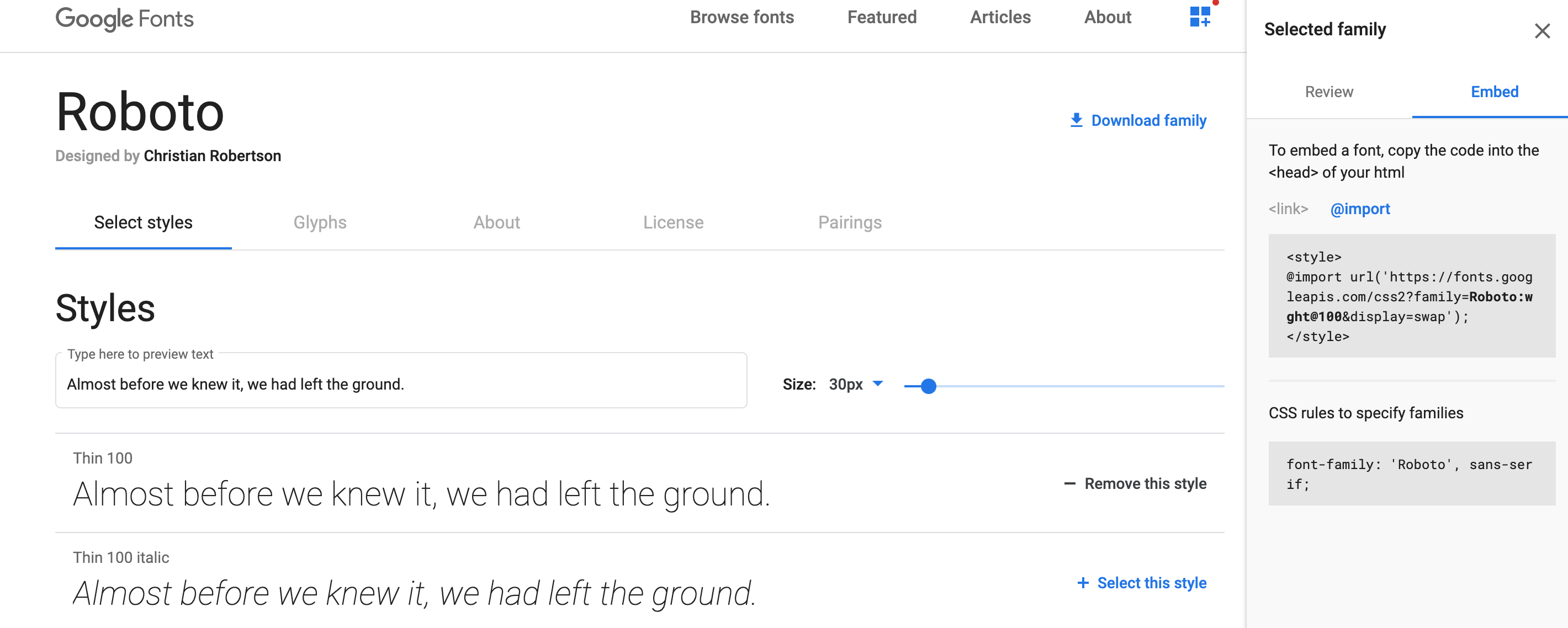 Screenshot showing Go to the "EMBED" tab and click on "@IMPORT".