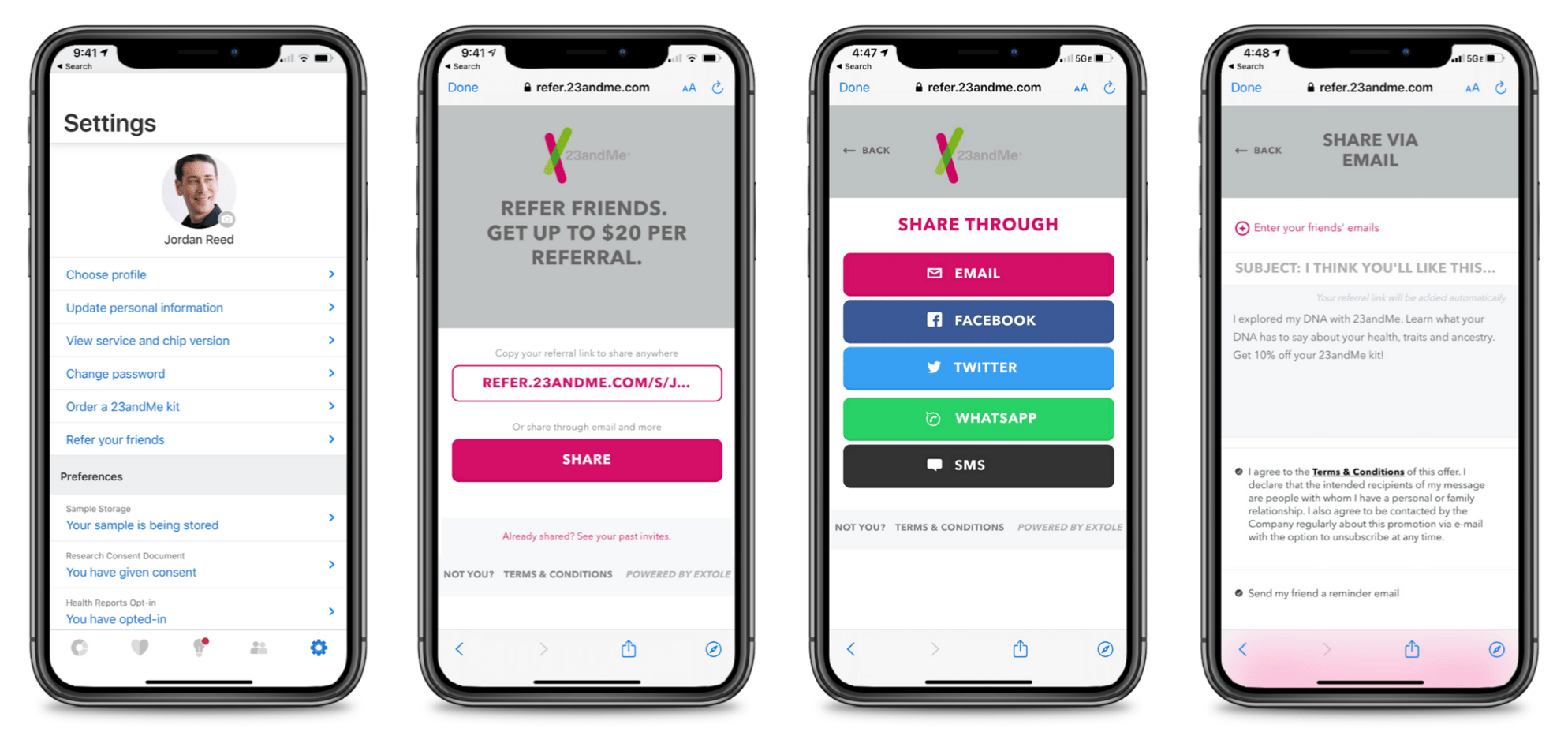 Screenshot showing Leverage your customers on mobile by displaying Extole CTAs for your program in your app. In the case of a typical Refer A Friend program, potential...