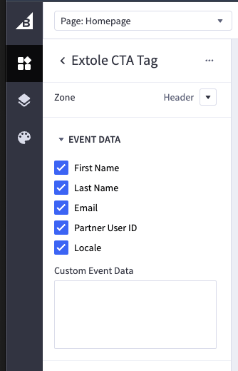 Screenshot showing You can also modify the event data that’s passed through the tags at this point.