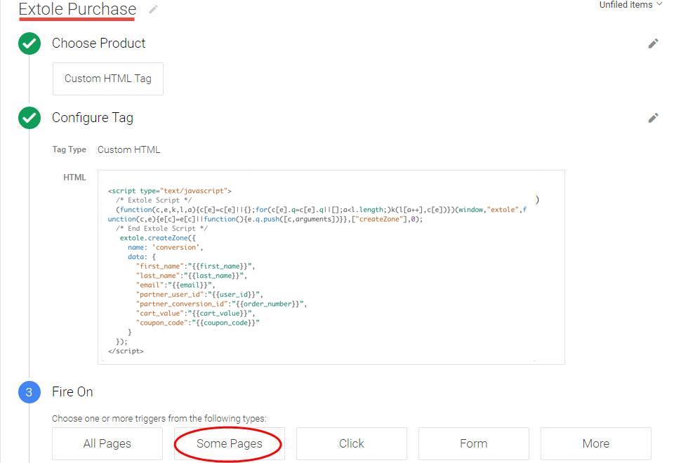 Screenshot showing When finished, your tag should look something like this