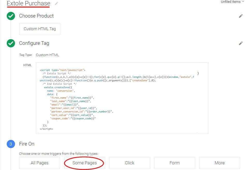 Screenshot showing When finished, your tag should look something like this